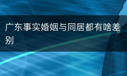 广东事实婚姻与同居都有啥差别