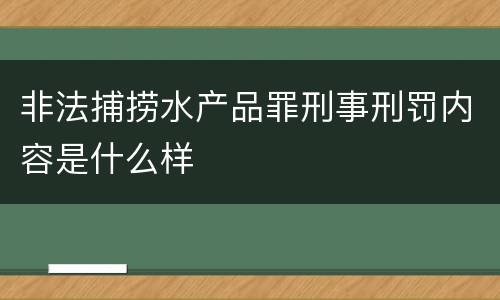 非法捕捞水产品罪刑事刑罚内容是什么样