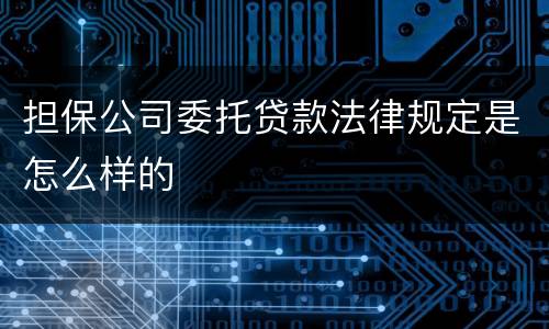 担保公司委托贷款法律规定是怎么样的
