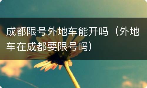成都限号外地车能开吗（外地车在成都要限号吗）