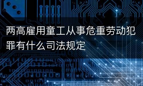 两高雇用童工从事危重劳动犯罪有什么司法规定