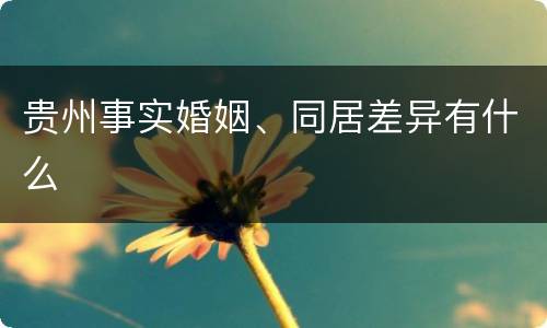 贵州事实婚姻、同居差异有什么