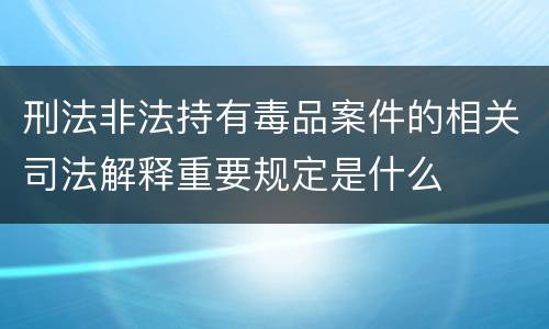 刑法非法持有毒品案件的相关司法解释重要规定是什么