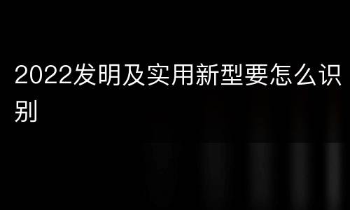 2022发明及实用新型要怎么识别