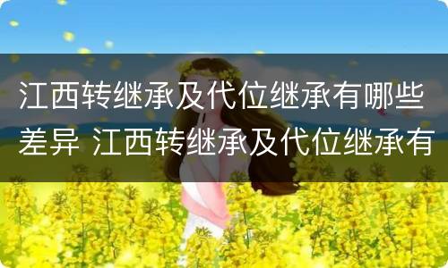 江西转继承及代位继承有哪些差异 江西转继承及代位继承有哪些差异呢