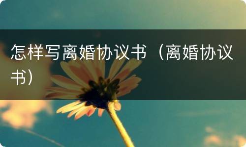 怎样写离婚协议书（离婚协议书）