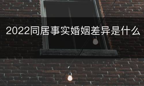 2022同居事实婚姻差异是什么