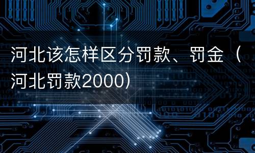 河北该怎样区分罚款、罚金（河北罚款2000）