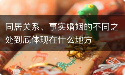 同居关系、事实婚姻的不同之处到底体现在什么地方