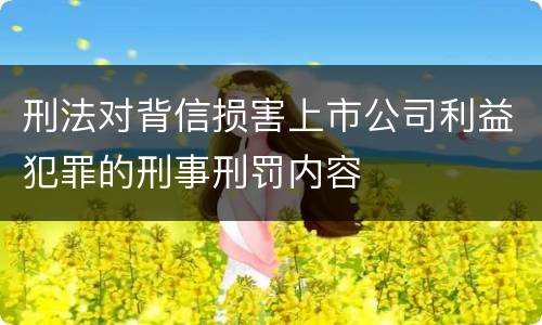 刑法对背信损害上市公司利益犯罪的刑事刑罚内容