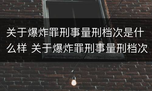 关于爆炸罪刑事量刑档次是什么样 关于爆炸罪刑事量刑档次是什么样的规定