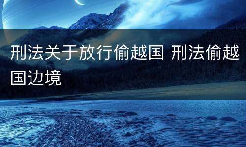 刑法关于放行偷越国 刑法偷越国边境