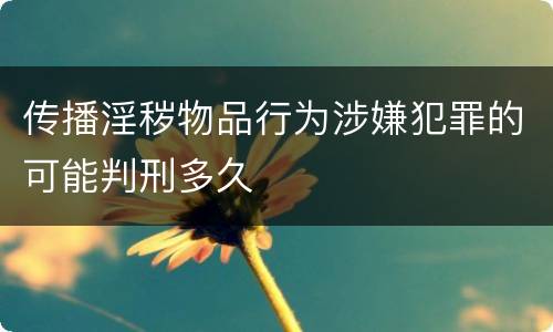 传播淫秽物品行为涉嫌犯罪的可能判刑多久