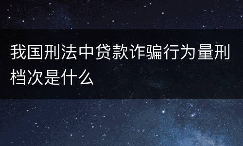 我国刑法中贷款诈骗行为量刑档次是什么