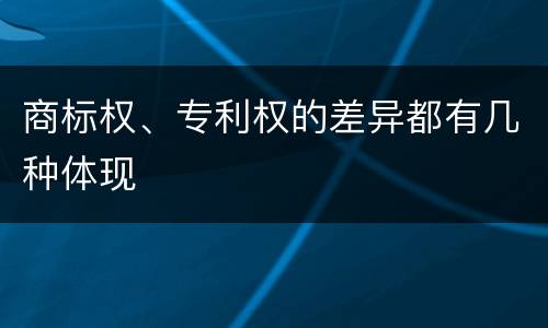 商标权、专利权的差异都有几种体现