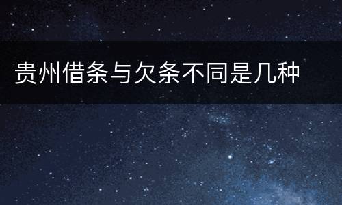 贵州借条与欠条不同是几种