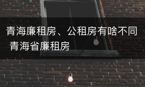 青海廉租房、公租房有啥不同 青海省廉租房