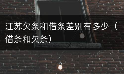 江苏欠条和借条差别有多少（借条和欠条）