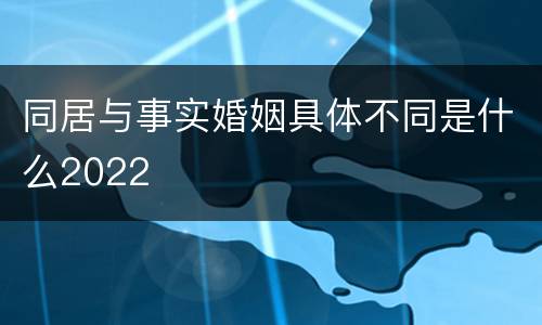 同居与事实婚姻具体不同是什么2022