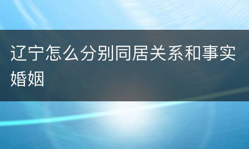 辽宁怎么分别同居关系和事实婚姻