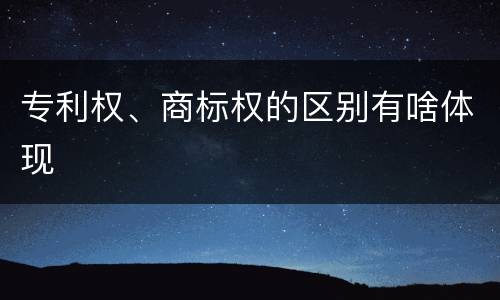 专利权、商标权的区别有啥体现
