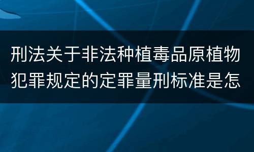 刑法关于非法种植毒品原植物犯罪规定的定罪量刑标准是怎样的