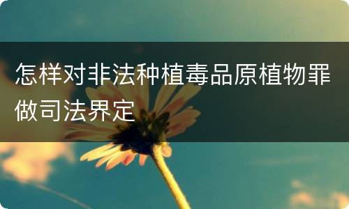 怎样对非法种植毒品原植物罪做司法界定