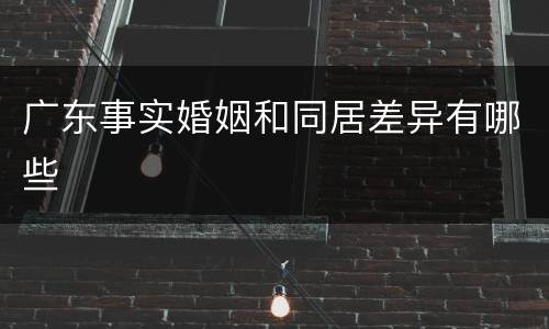 广东事实婚姻和同居差异有哪些