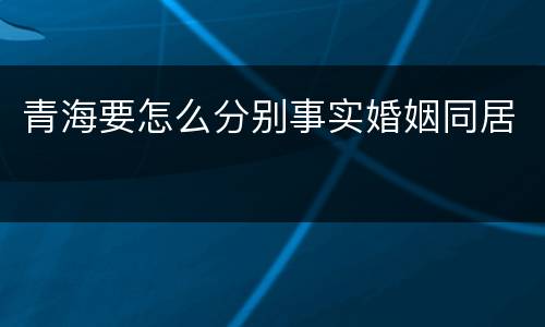 青海要怎么分别事实婚姻同居