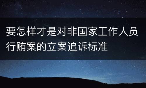 要怎样才是对非国家工作人员行贿案的立案追诉标准