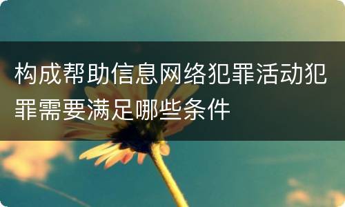 构成帮助信息网络犯罪活动犯罪需要满足哪些条件