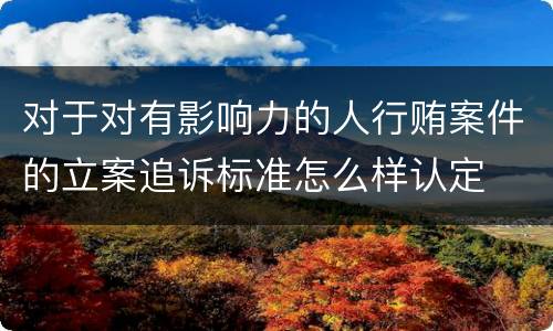 对于对有影响力的人行贿案件的立案追诉标准怎么样认定