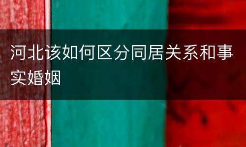 河北该如何区分同居关系和事实婚姻