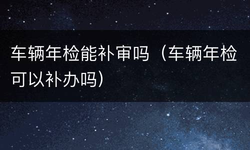 车辆年检能补审吗（车辆年检可以补办吗）