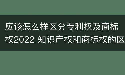 应该怎么样区分专利权及商标权2022 知识产权和商标权的区别