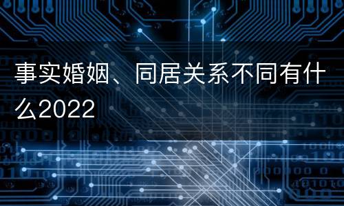 事实婚姻、同居关系不同有什么2022