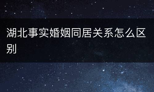 湖北事实婚姻同居关系怎么区别