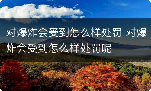 对爆炸会受到怎么样处罚 对爆炸会受到怎么样处罚呢