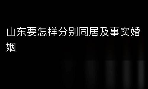 山东要怎样分别同居及事实婚姻