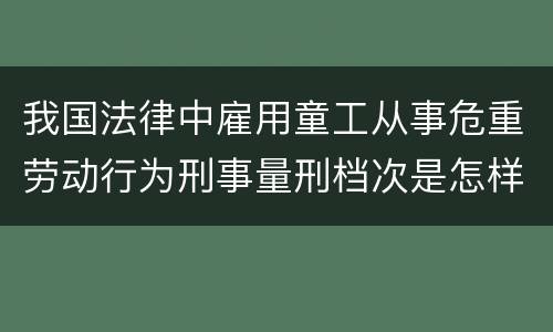 我国法律中雇用童工从事危重劳动行为刑事量刑档次是怎样