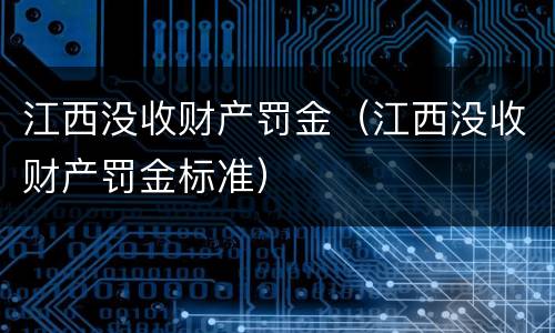 江西没收财产罚金（江西没收财产罚金标准）