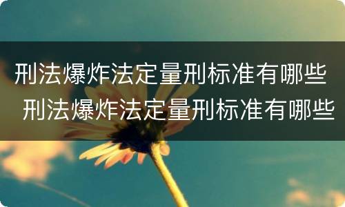 刑法爆炸法定量刑标准有哪些 刑法爆炸法定量刑标准有哪些规定