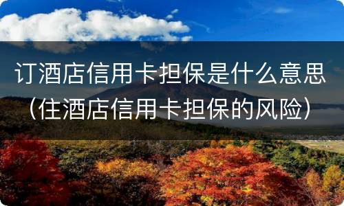 订酒店信用卡担保是什么意思（住酒店信用卡担保的风险）