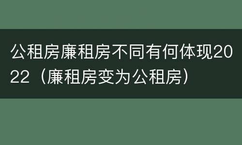 公租房廉租房不同有何体现2022（廉租房变为公租房）