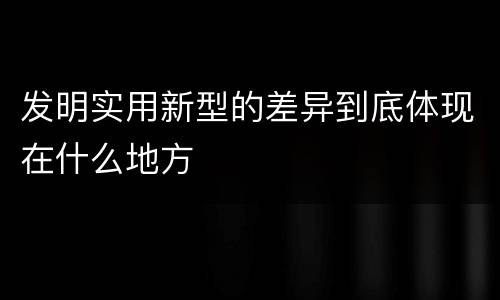 发明实用新型的差异到底体现在什么地方