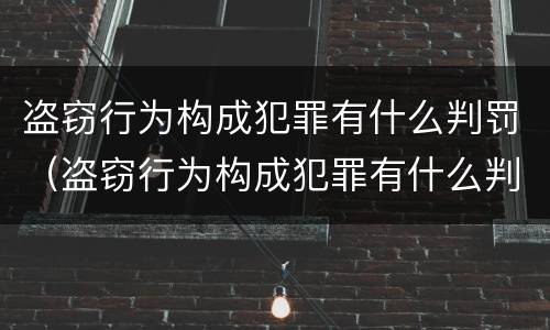 盗窃行为构成犯罪有什么判罚（盗窃行为构成犯罪有什么判罚规定）