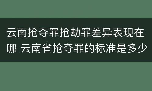 云南抢夺罪抢劫罪差异表现在哪 云南省抢夺罪的标准是多少?