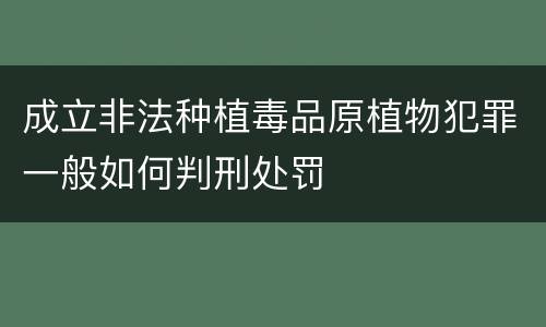 成立非法种植毒品原植物犯罪一般如何判刑处罚