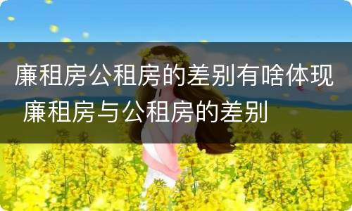 廉租房公租房的差别有啥体现 廉租房与公租房的差别