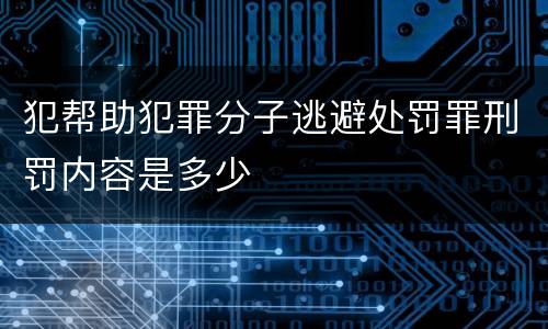 犯帮助犯罪分子逃避处罚罪刑罚内容是多少